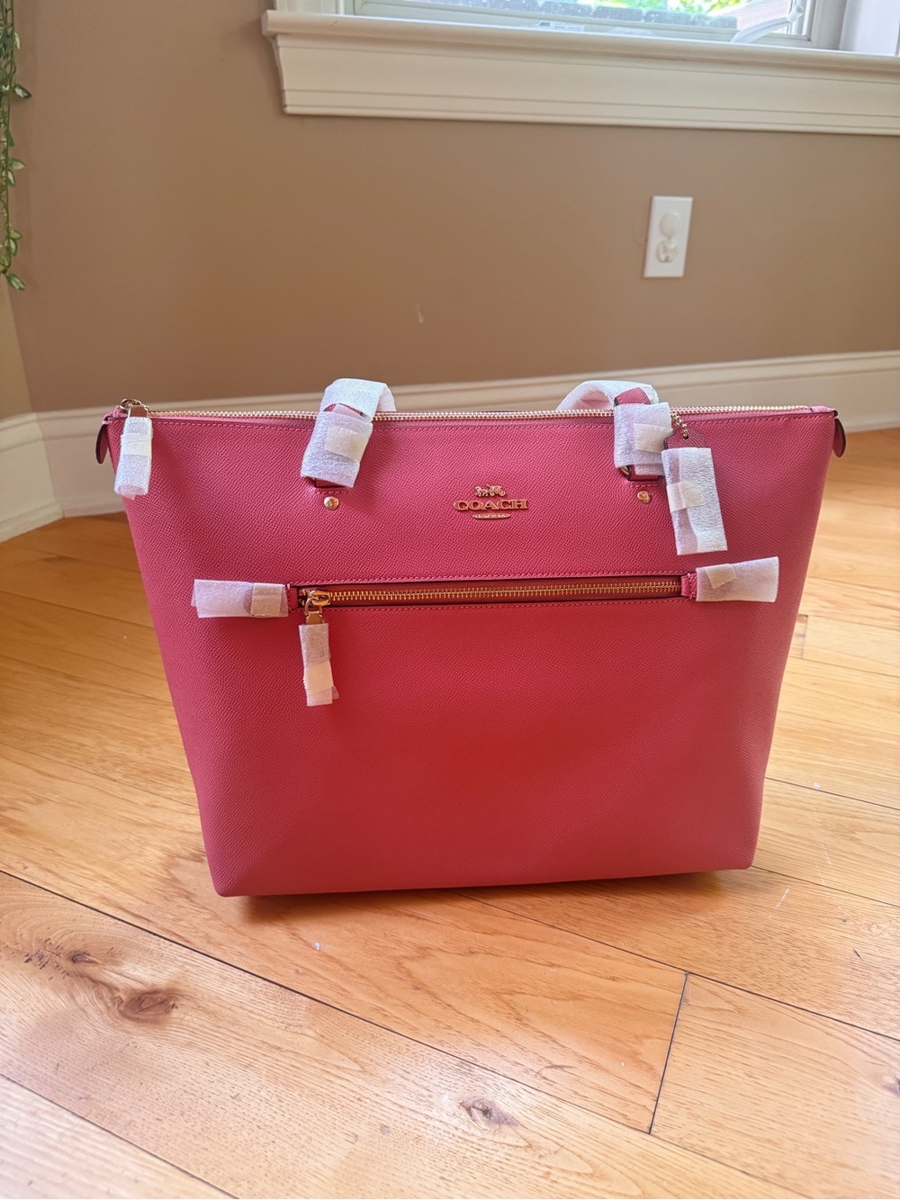NWT Coach Gallery Tote IM/Taffy Pink Pebbled Leather Shoulder Bag Gold Hardware